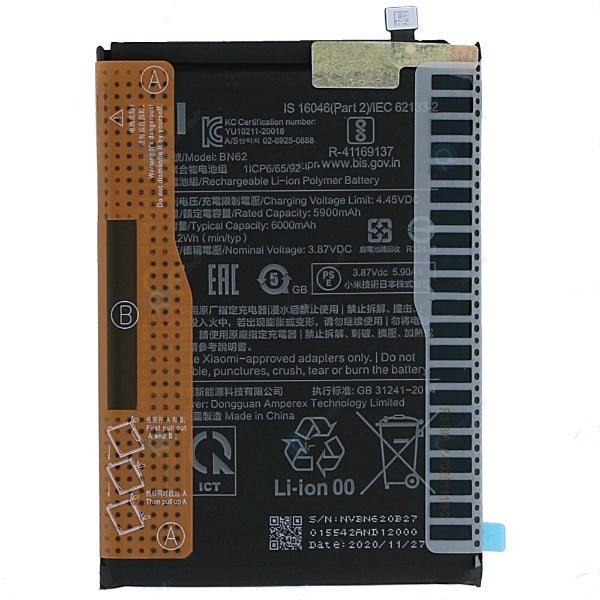 100% Original BN62 6000 mAh Battery for Poco M3