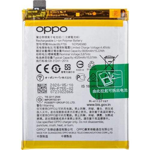 Original BLP755 4025 mAh Battery for Oppo Reno 3 & Reno 3 Pro